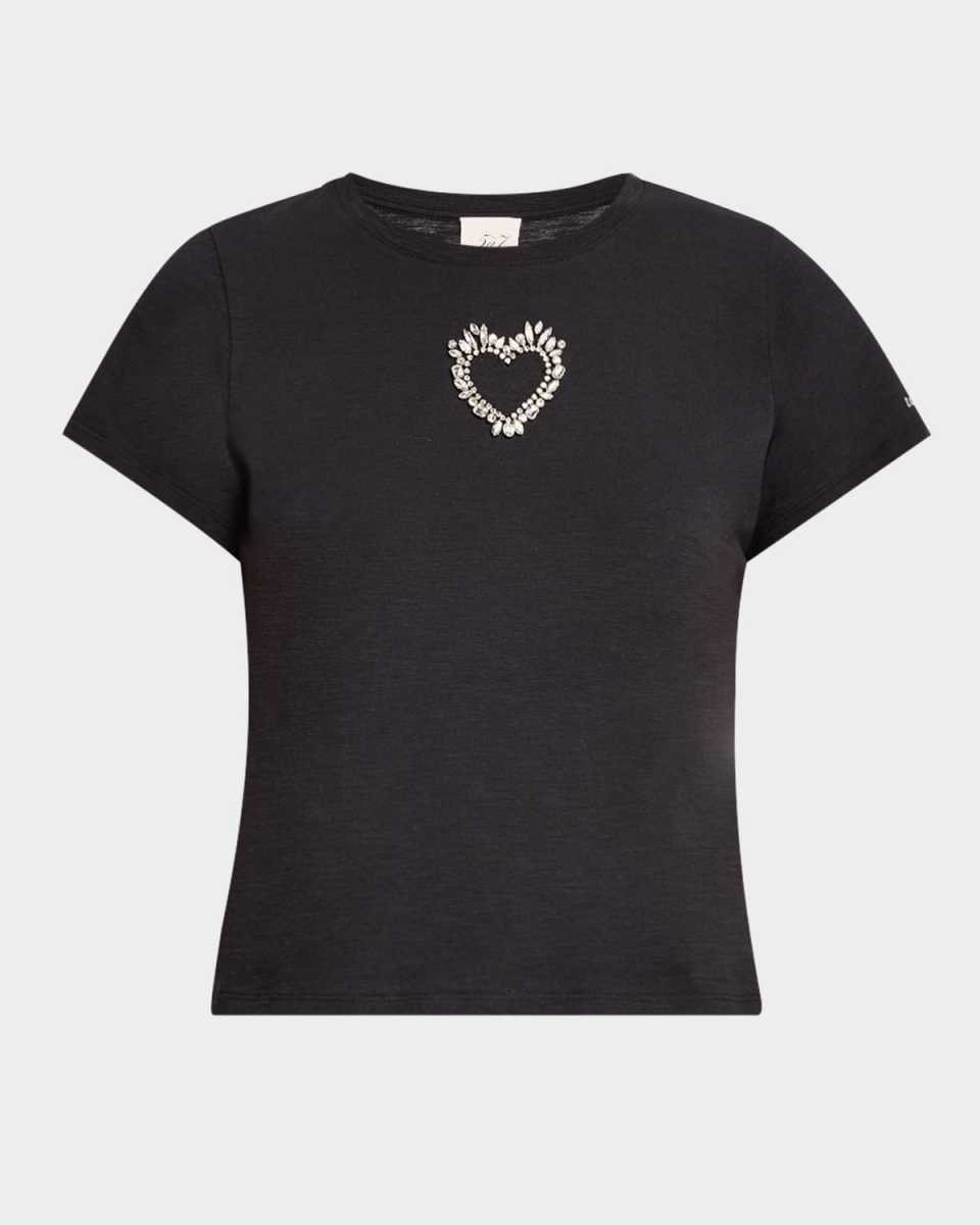Cut-Out Rhinestone Heart Tee